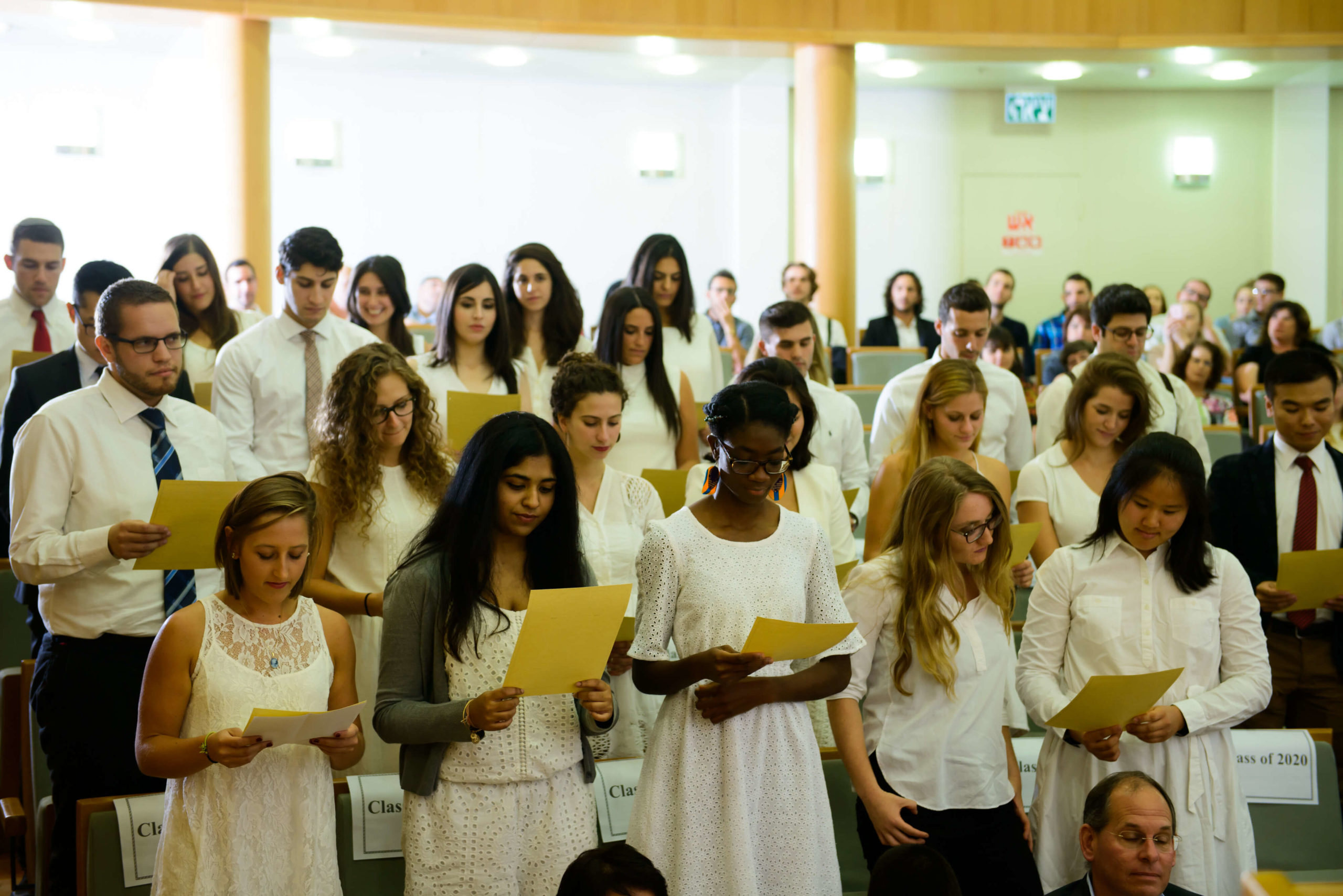 Students gathered to read an oath