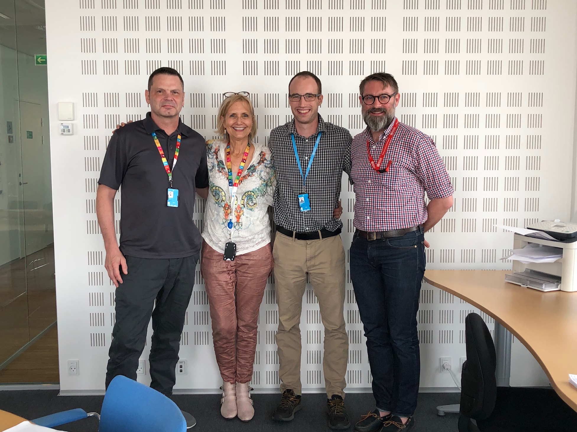First year student, Bruce Larkin (2nd right) at WHO in Copenhagen with Alumnus, Dr. Patrick O'Connor (right) and Dr. Dorit Nitzan