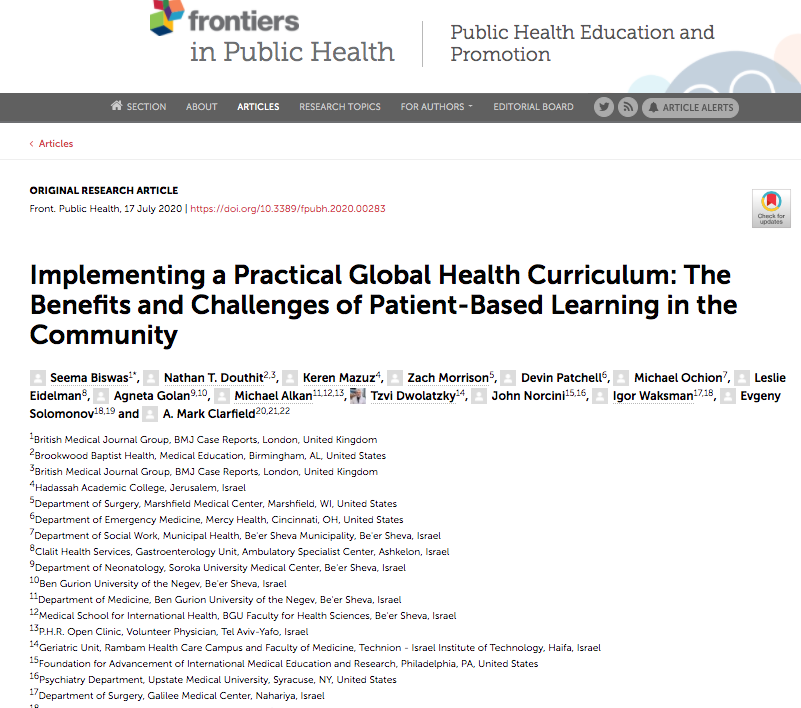 MSIH faculty and alumni research article published in Frontiers of Public Health